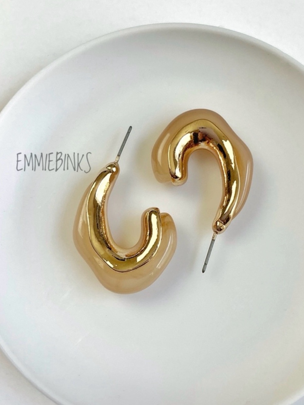 ✨3/$38  New Revolve Lovers and Friends Light Peach Serena Hoop Earrings